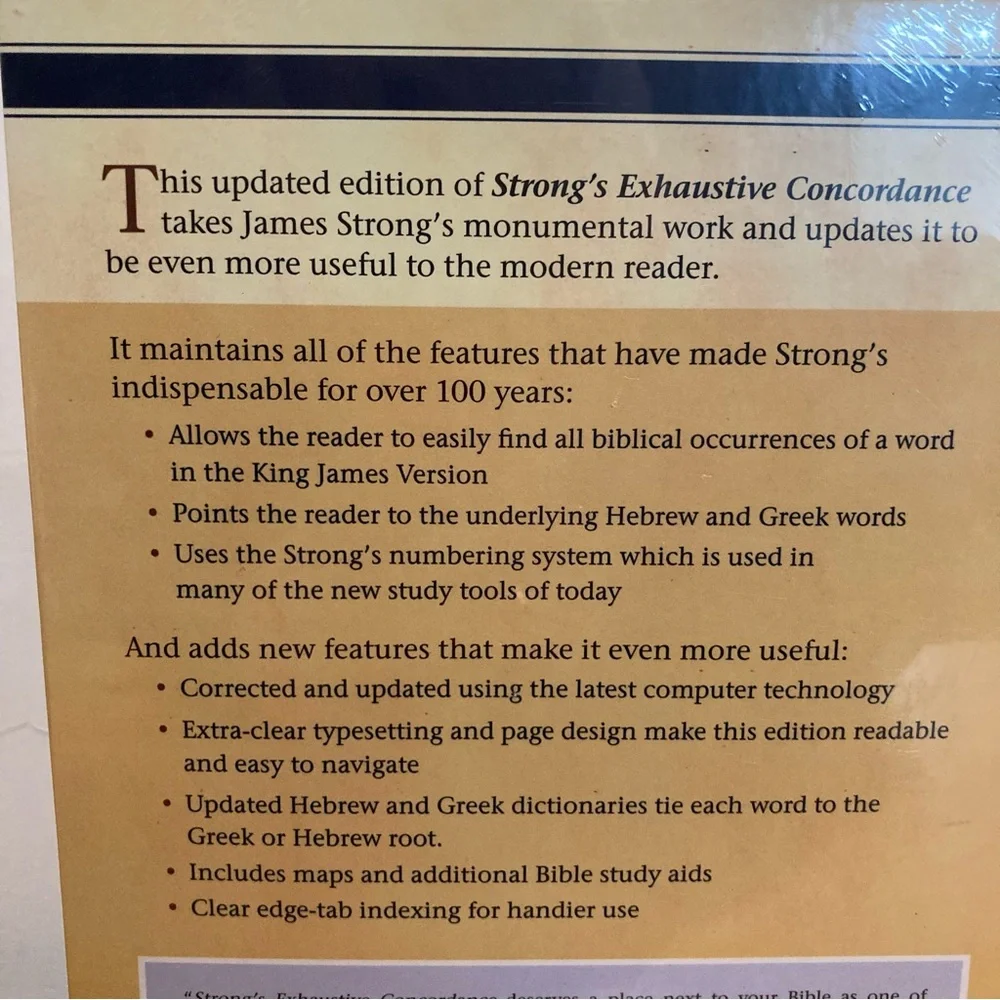 Strong's Exhaustive Concordance of the Bible - Sealed NOS Bible Study Book